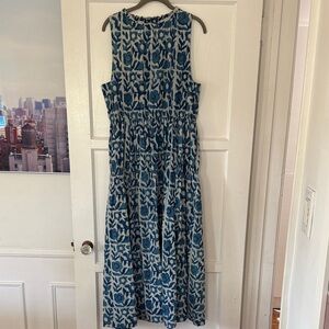 Apiece Apart Blue and White Midi Dress
